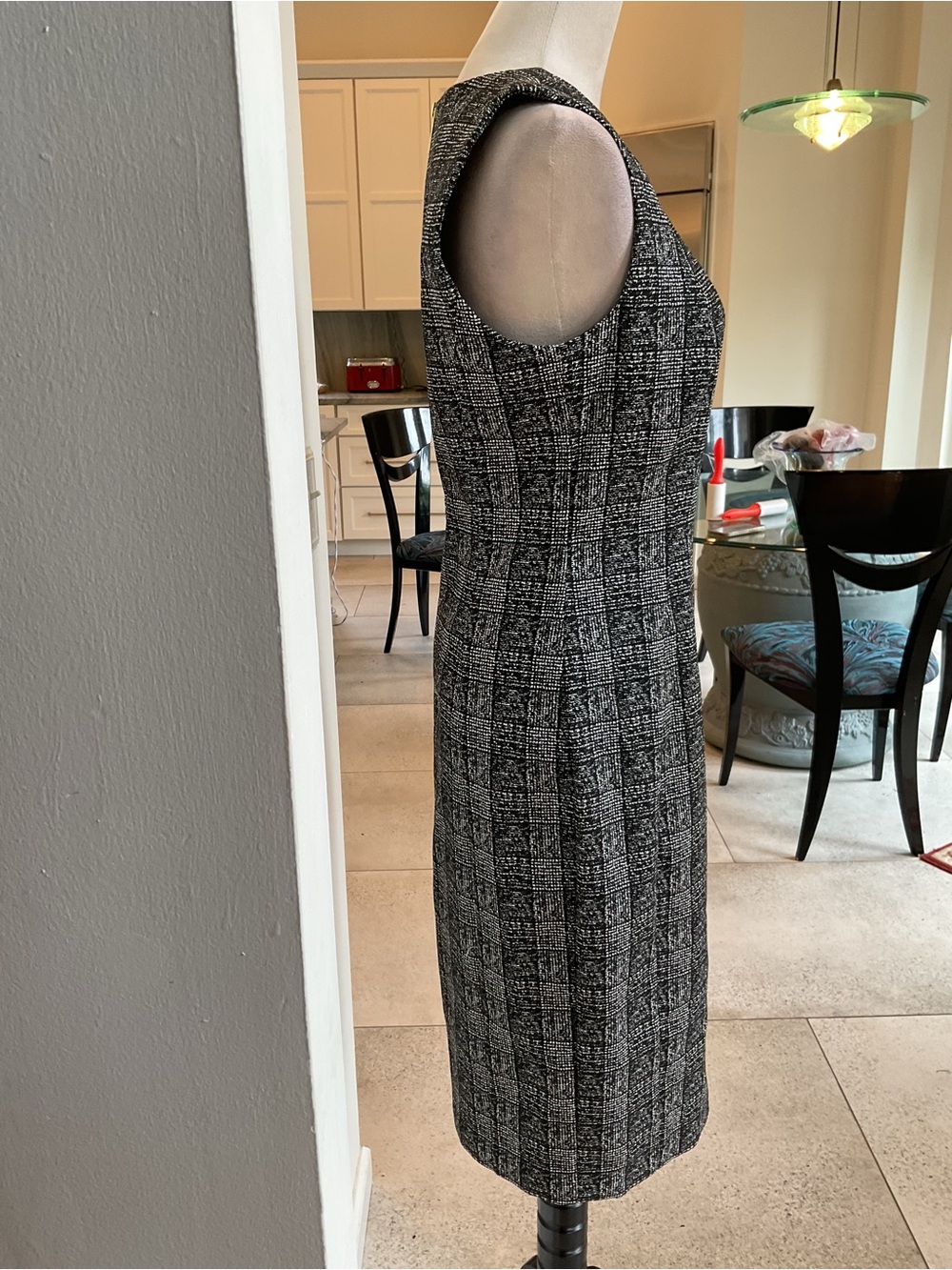 Calvin Klein Sleeveless Gray Plaid Midi Sheath Dress - Picture 3 of 9